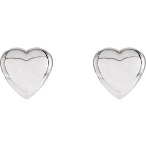Sterling Silver Solid Heart Post Earrings, 8mm